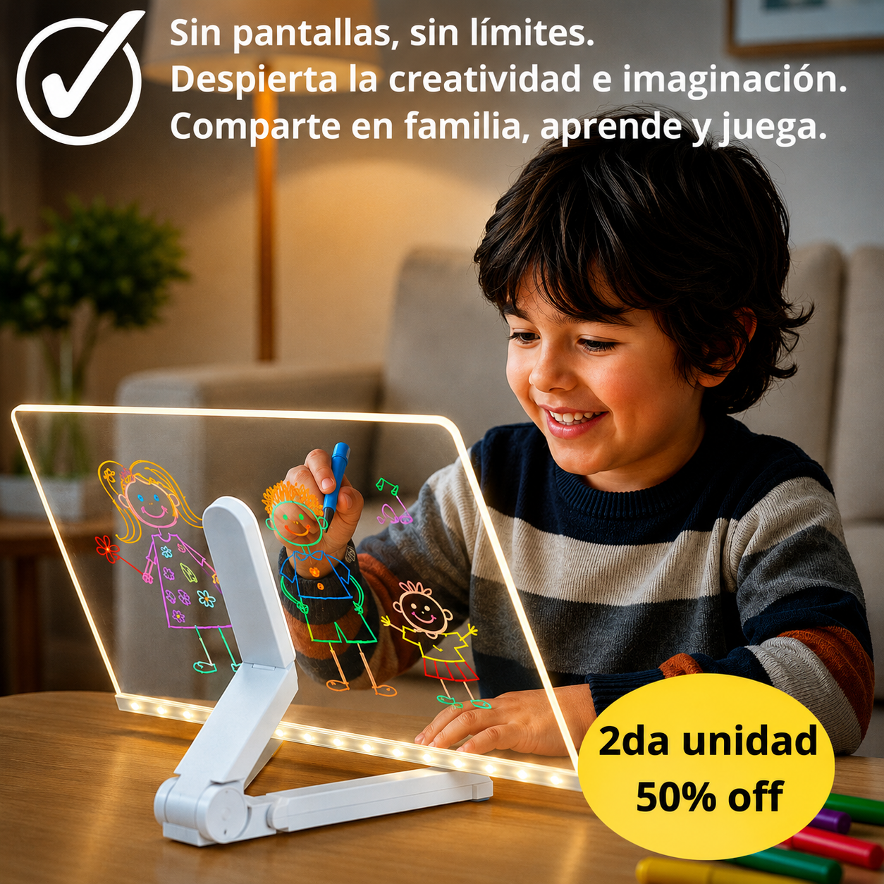 Pizarra Lampara LED Acrílica +7 Colores